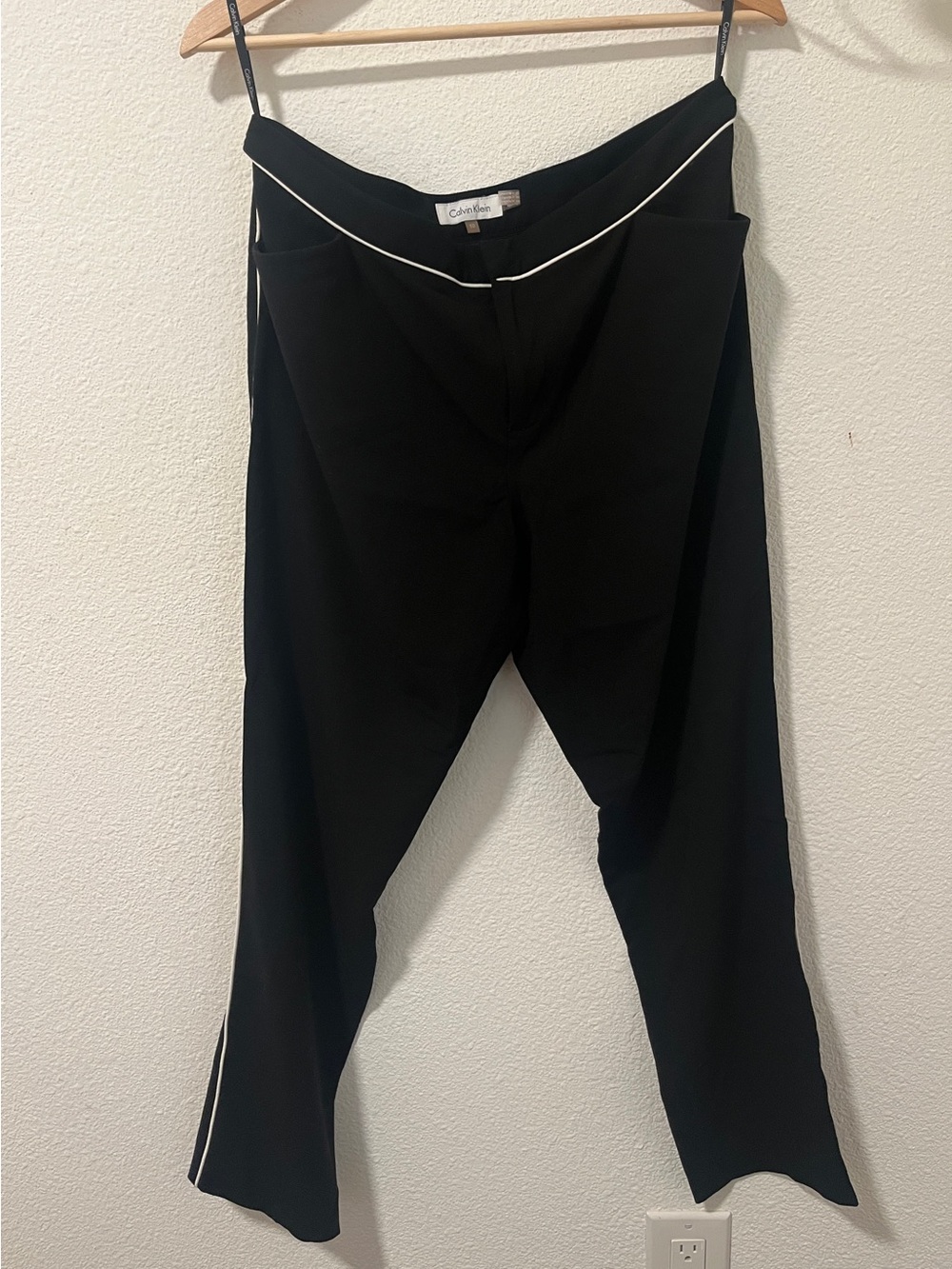 Calvin Klein Women’s Black Dress Pants with White Piping
